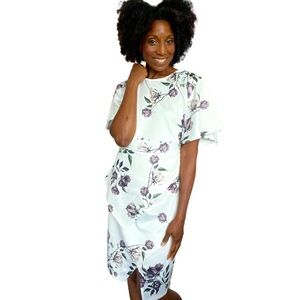 LORRAINE || SHORT SLEEVE FLORAL PRINT DRESS || SIZE: 14 US/ 18 AU